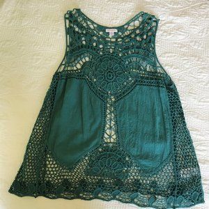 Green Crochet Floral/Geometric Summer Top